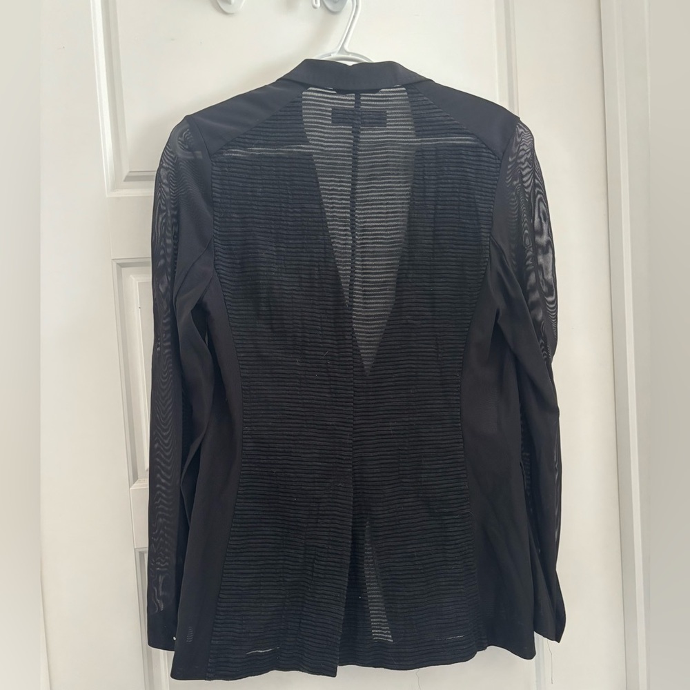 Rag & Bone Blazer Sheer Mesh Silk Blend Stripe Black stripe Lace Size 6​​ - Picture 8 of 10